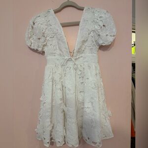 Main Strip White Lace Mini Dress